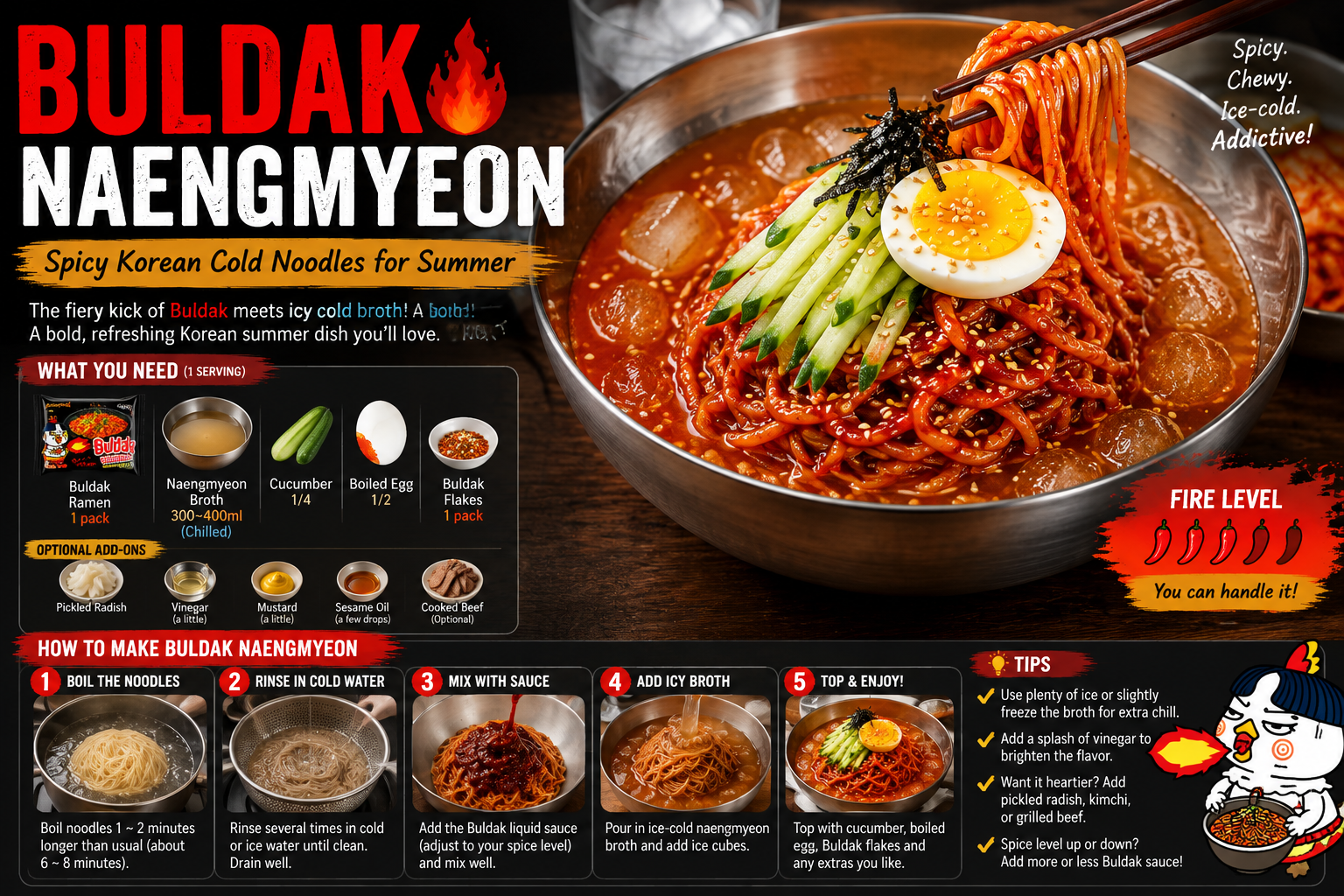 Buldak Naengmyeon Recipe: Spicy Korean Cold Noodles for Summer