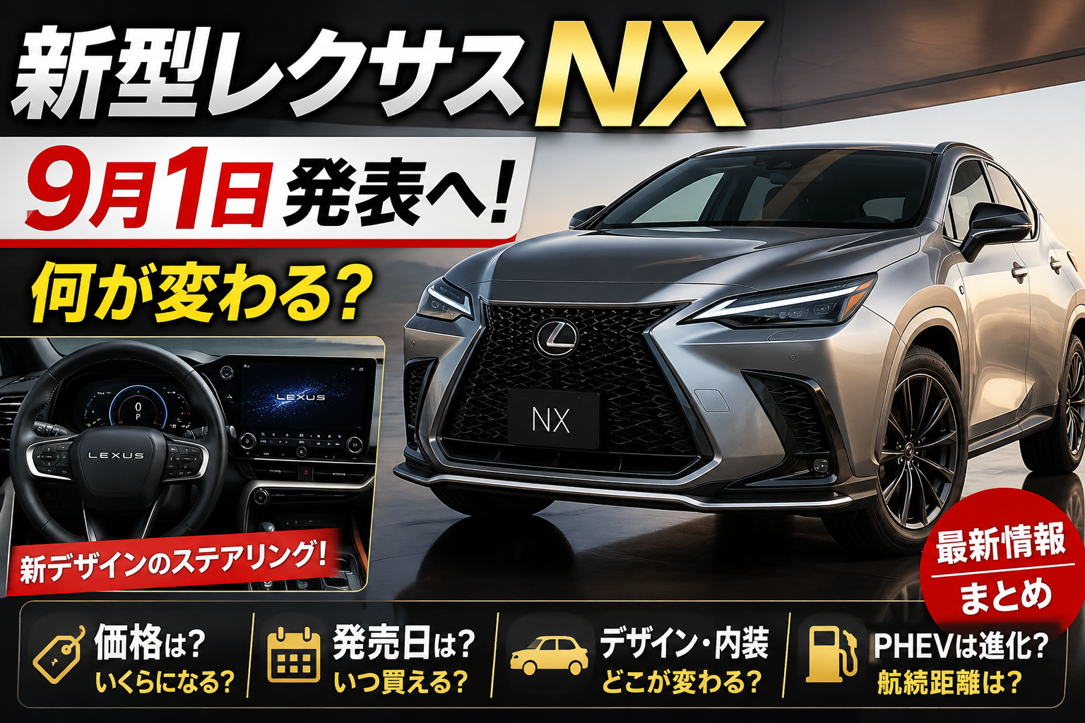 新型レクサスNXが9月1日発表へ！何が変わる？価格・内装・発売日最新情報