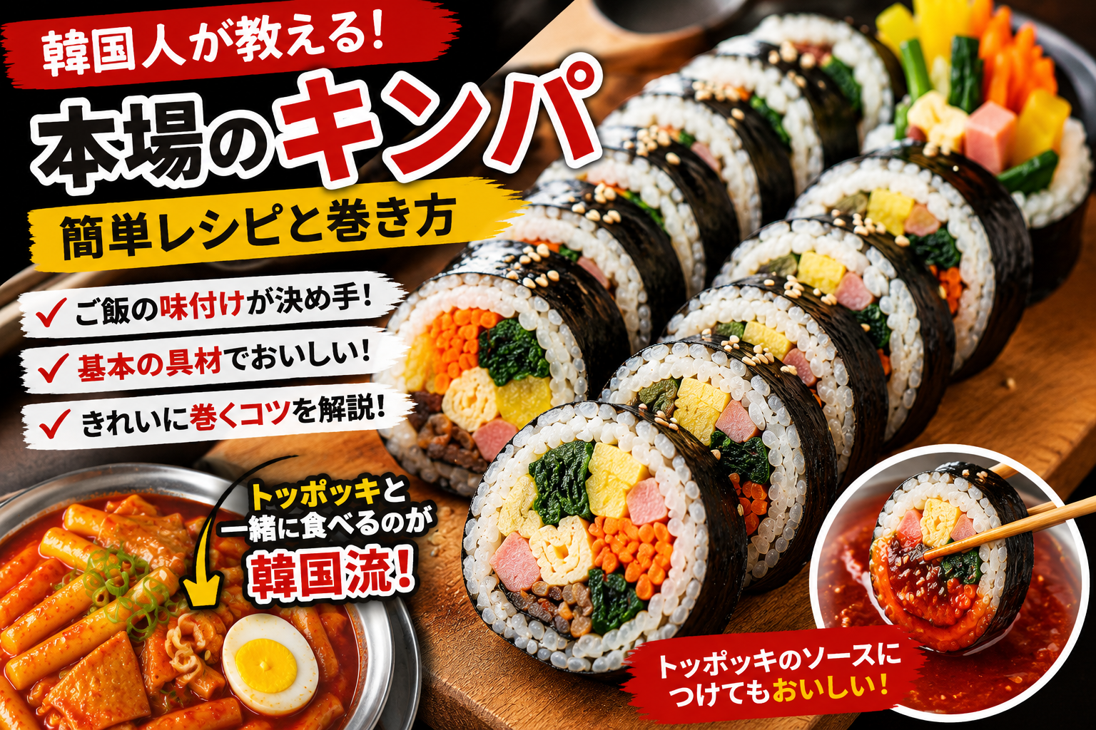 韓国人が教える本場のキンパの作り方｜家で失敗しない簡単レシピと巻き方