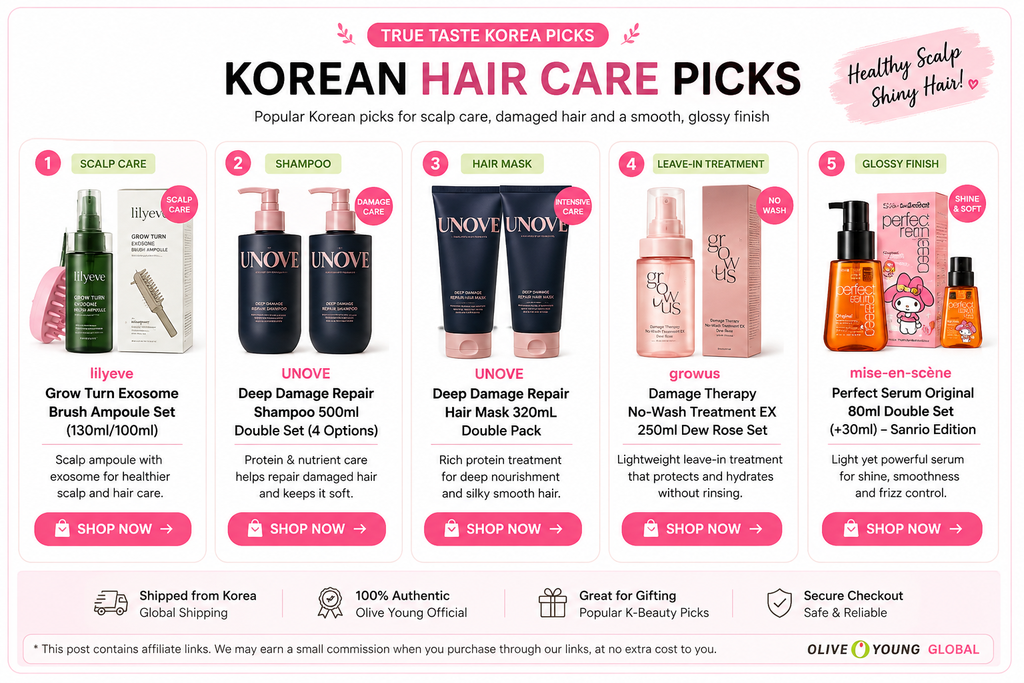 Korean glass hair products for scalp care, damaged hair and smooth glossy hair