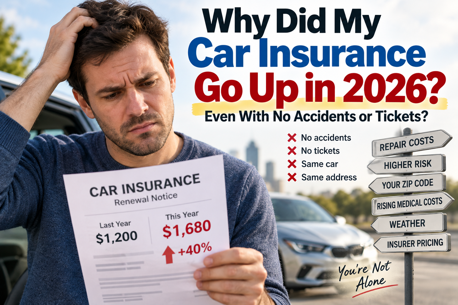 Why Did My Car Insurance Go Up in 2026 Even With No Accidents or Tickets?