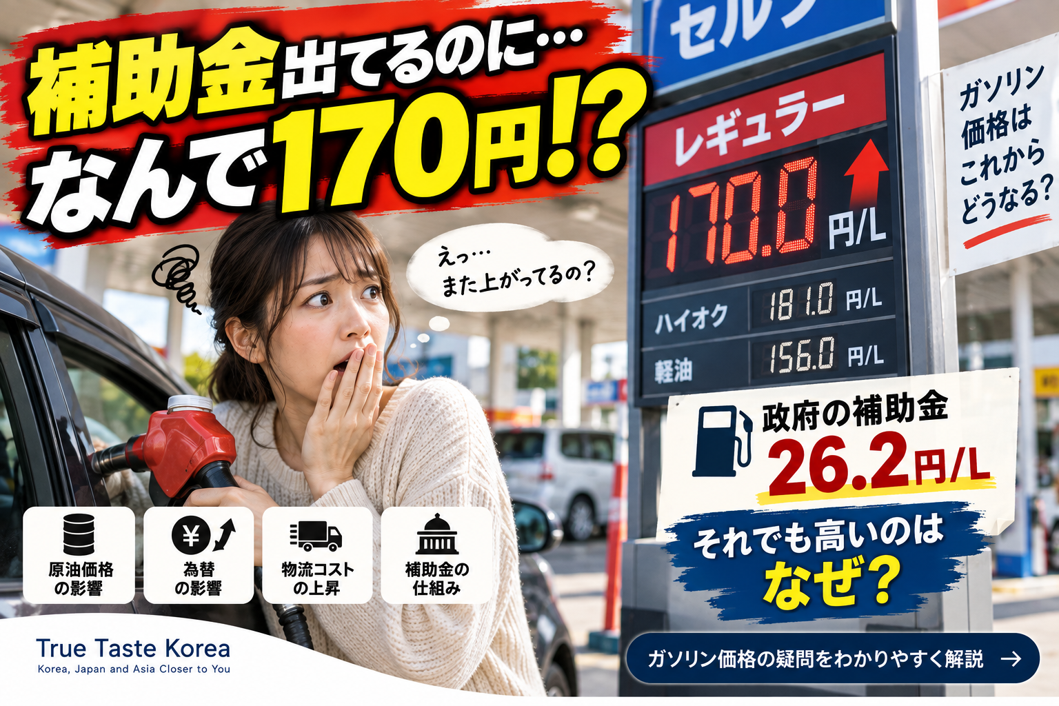 補助金出てるのに、なんでガソリンまた高くなってるの？170円になった理由