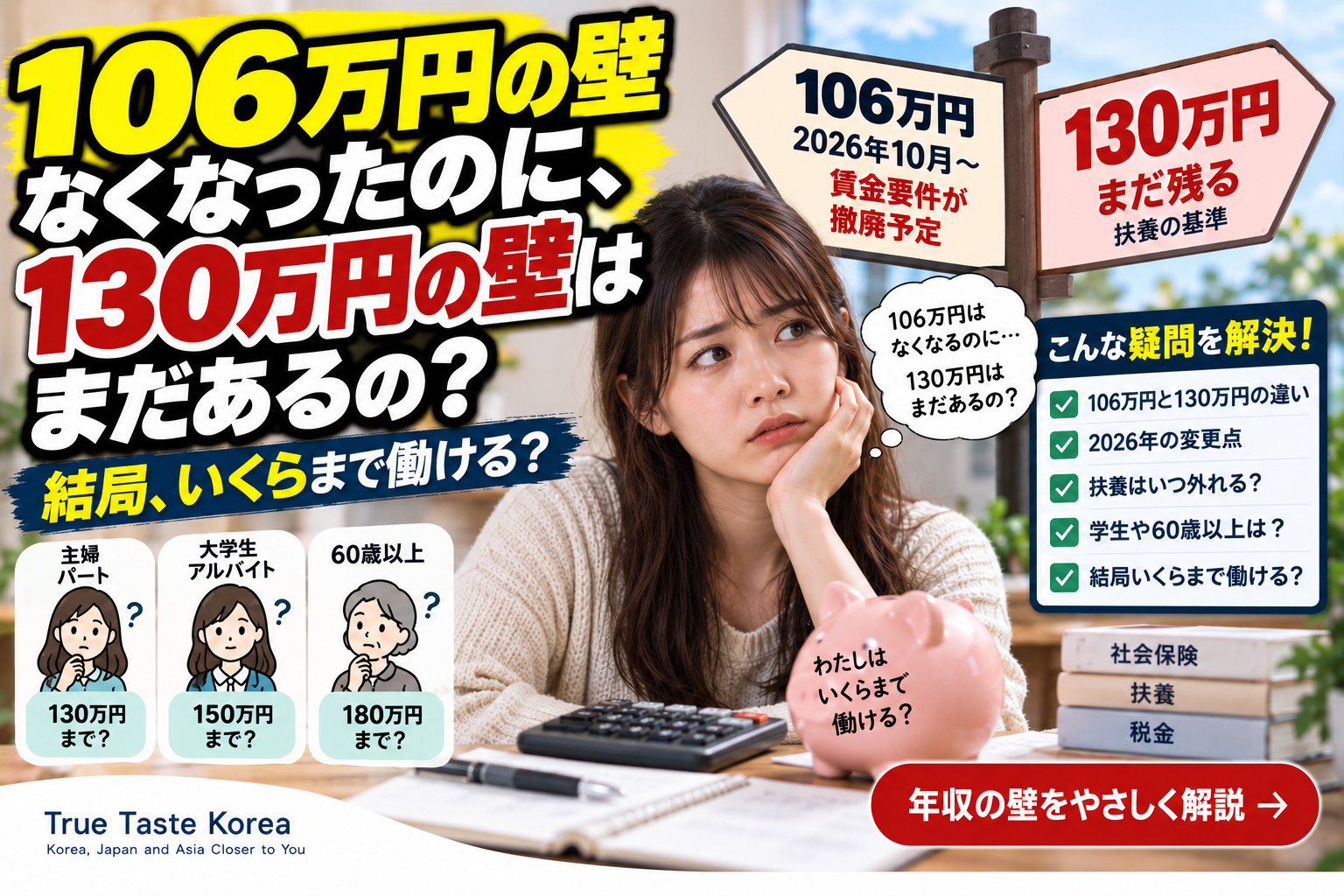 106万円の壁なくなったのに、130万円の壁はまだあるの？結局いくらまで働ける？