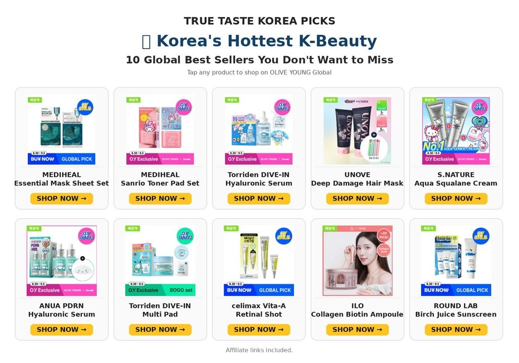 Korea's hottest K-Beauty 10 global best sellers selected by True Taste Korea